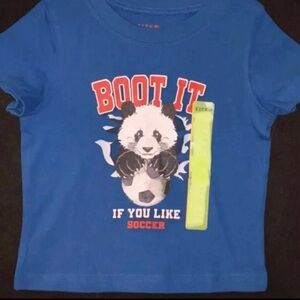 💞 New Baby Boy Size 18 Months Blue “Boot It If You Like Soccer” Panda Tee
